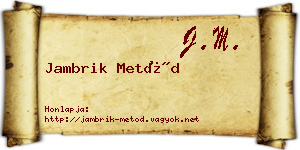 Jambrik Metód névjegykártya