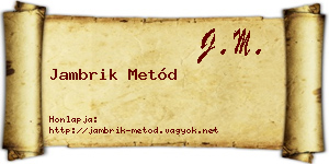 Jambrik Metód névjegykártya